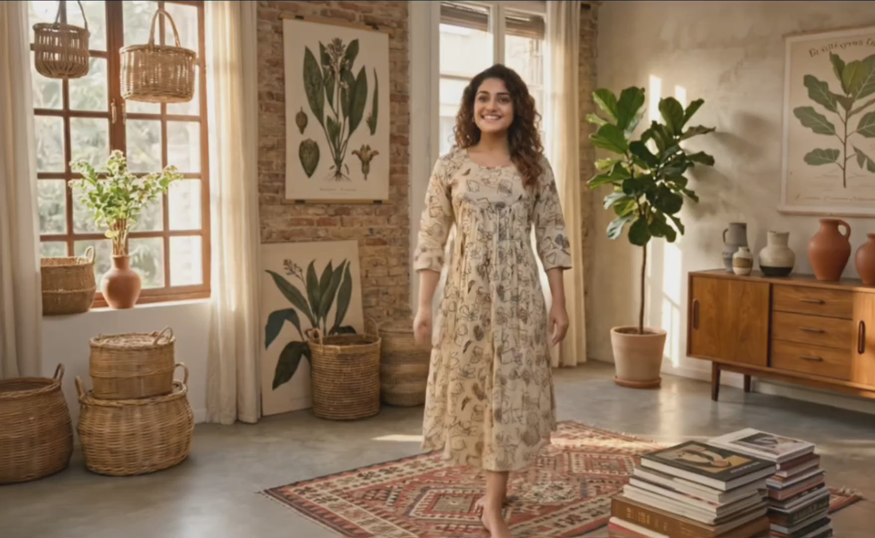 Floral Print Cotton Kurti