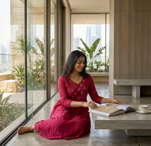 Crunchy Silk Frock Style Kurti